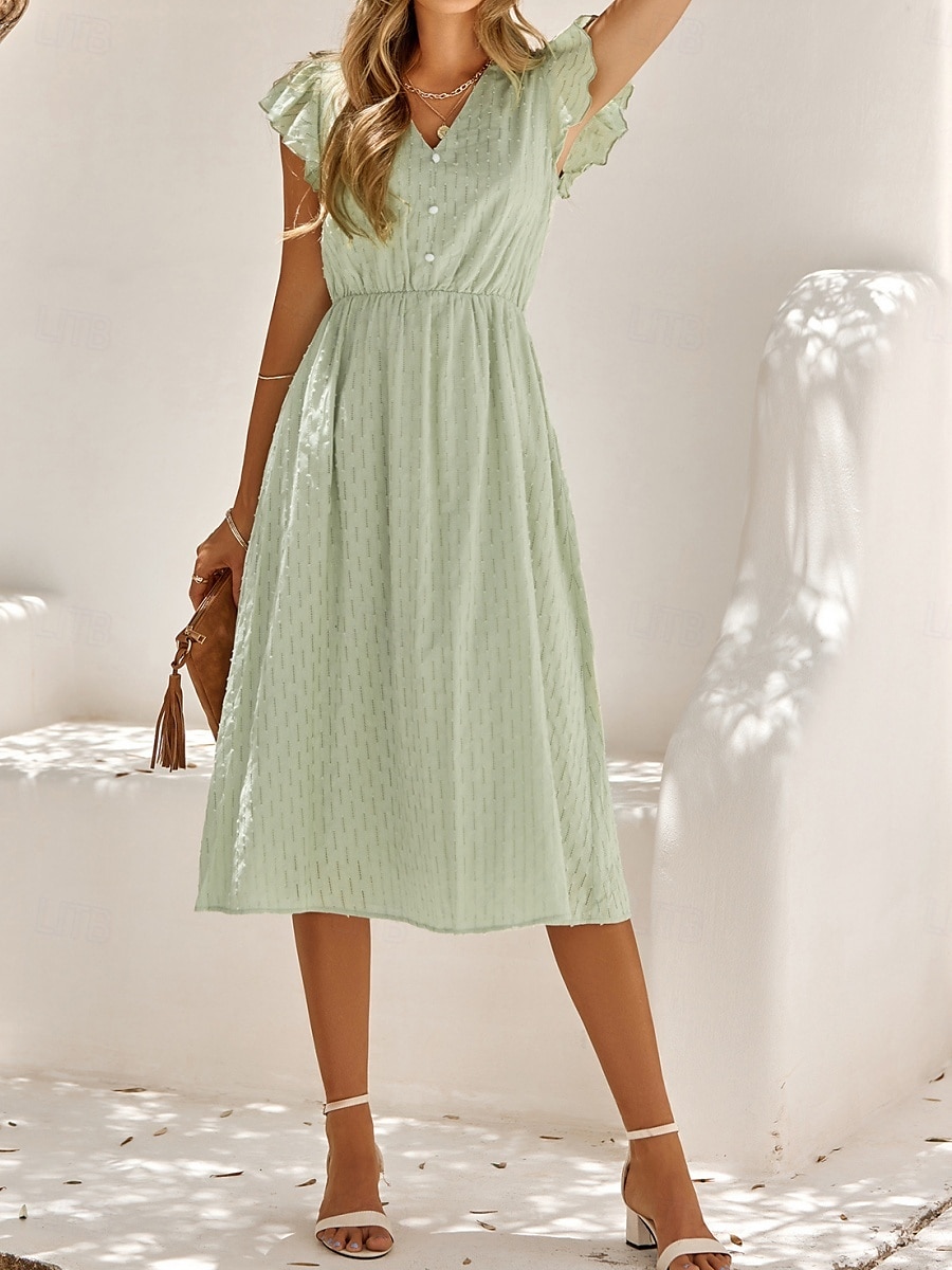 Per donna Vestito longuette Vestito bianco Abito casual Abito linea A Moda Essenziale Informale Da mare Giornaliero Standard Liscio Senza maniche A V Bianco Verde Estate Primavera del 2025 a $42.99 –P8