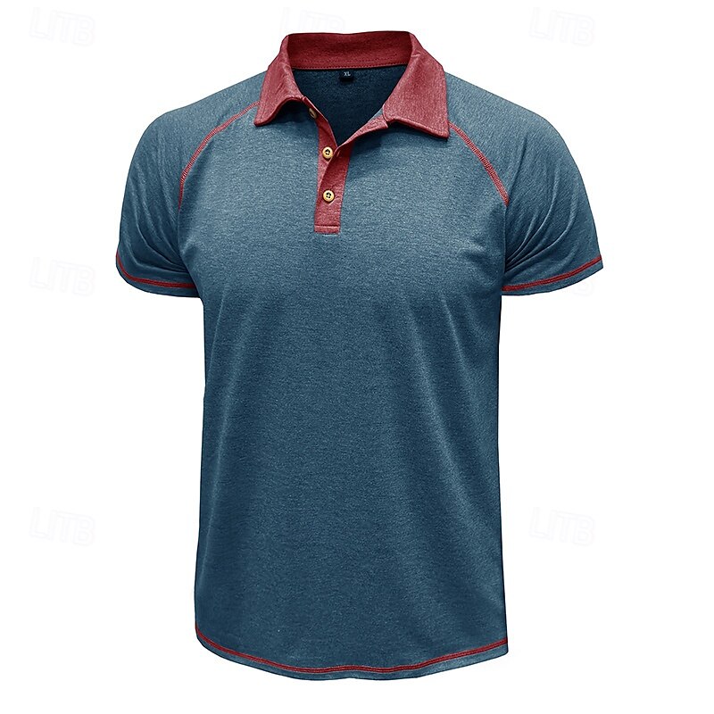 Men's Polo Business Polo Business Casual Lapel Classic Short Sleeve Color Block Embroidered Buttons Summer Spring &  Fall Lake blue Retro Red Dark Gray Black Navy Blue Khaki Polo 2025 - $20.99 –P7