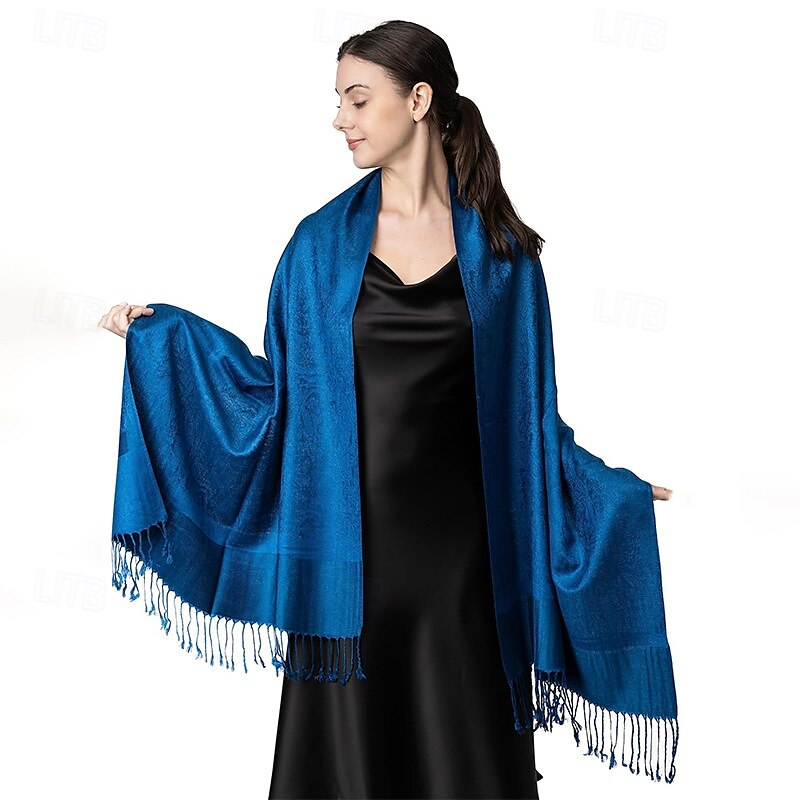 Écharpe châle pashmina en cachemire soyeux Vimate - Écharpe pashmina jacquard double face douce pour femme pour robe de soirée châle de voyage de 2025 ? $26.99 –P24