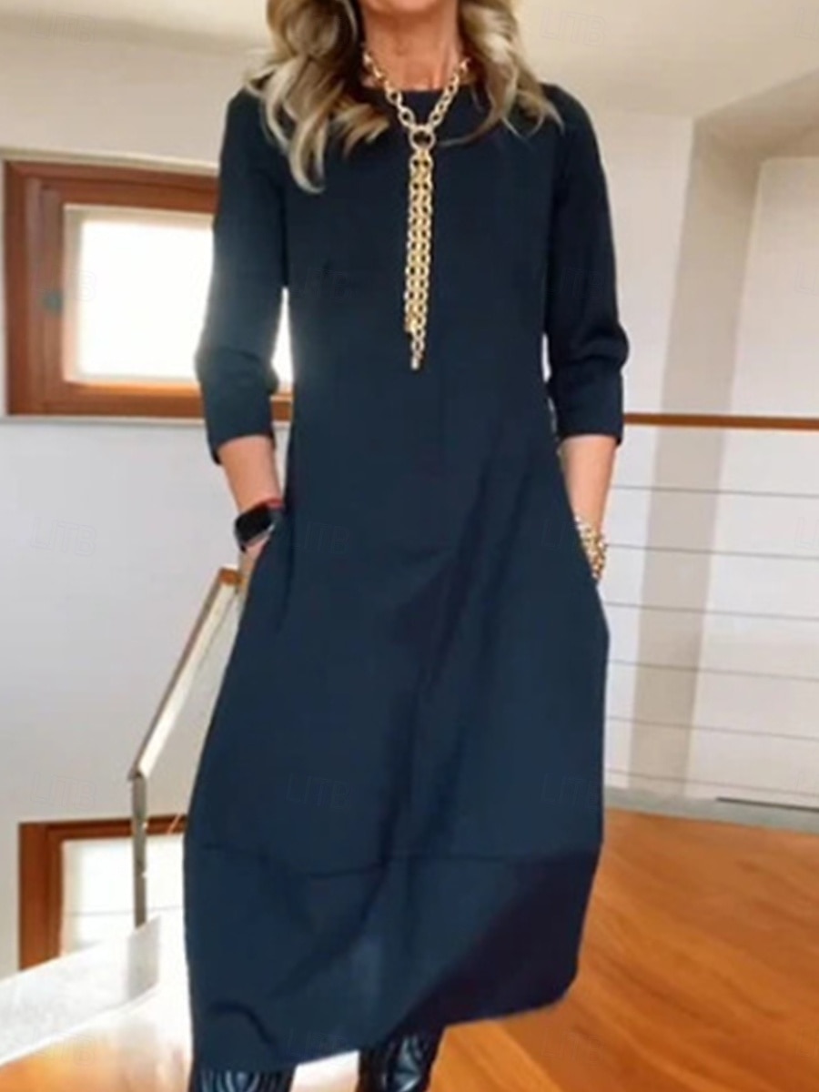 Pentru femei Rochie Maxi Rochii Tricou Stilat Casual Vacanță Zilnic Fit regulat Simplu Manșon Lung Stil Nautic Negru Alb Roșu-aprins Bleumarin Primăvară Toamnă 2025 - $31.99 –P4