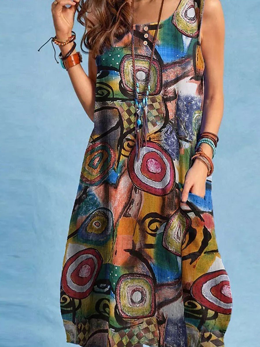 Pentru femei Rochie Lunga Rochie Maxi Rochie casual Rochie Boho cu maneca lunga Rochie Boho Stilat De Bază Casual Vacanță Zilnic Dată Potrivire Largă Grafic Fără manșon Stil Nautic Trifoi Var 2025 - $21.99 –P2