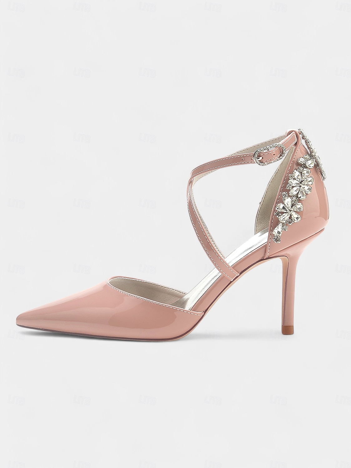 Glamorous Burgundy Wedding Heels for Women - Patent Leather Stilettos with Rhinestone Floral Embellishments, Perfect for Bridal and Formal Occasions 2025 - $59.99 –P4