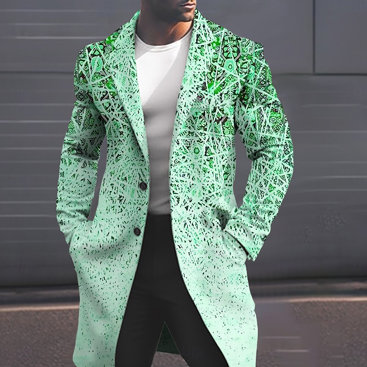 Herr Geometri Vinterkappa Rock Kappa Håller värmen Andningsfunktion Bekväm Mode Streetwear Affär Arbete Klä till Jobbet Utekväll Ficka Mönster Höst vinter Nedvikt Långärmad Gul Rodnande Rosa Blå 2025 - $67.99 –P6