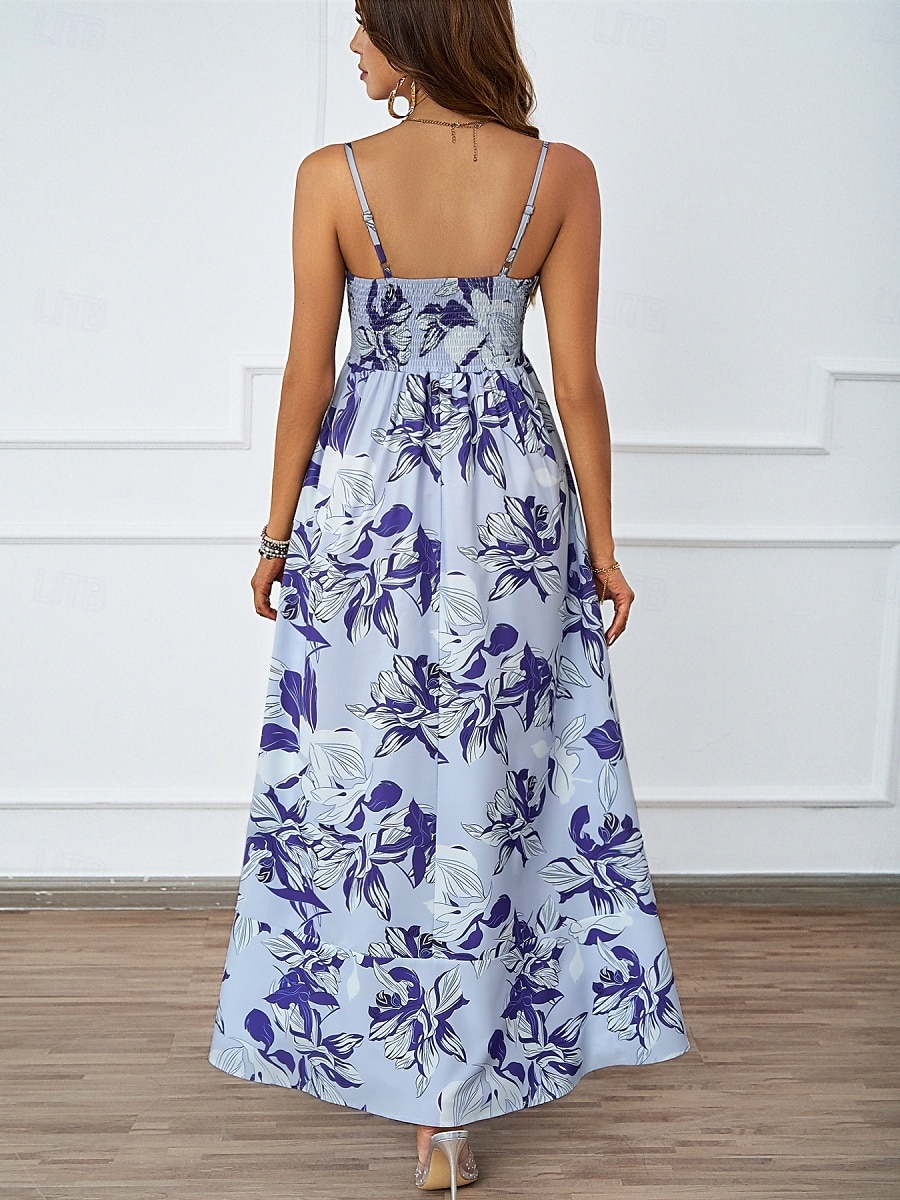 Per donna Vestito maxi Abito casual Abiti Boho Chic Boemia stile sveglio Moda Da mare Giornaliero Spiaggia Morbido Floreale Fantasia geometrica Senza maniche Con bretelline Blu Fucsia Estate del 2025 a $31.99 –P11