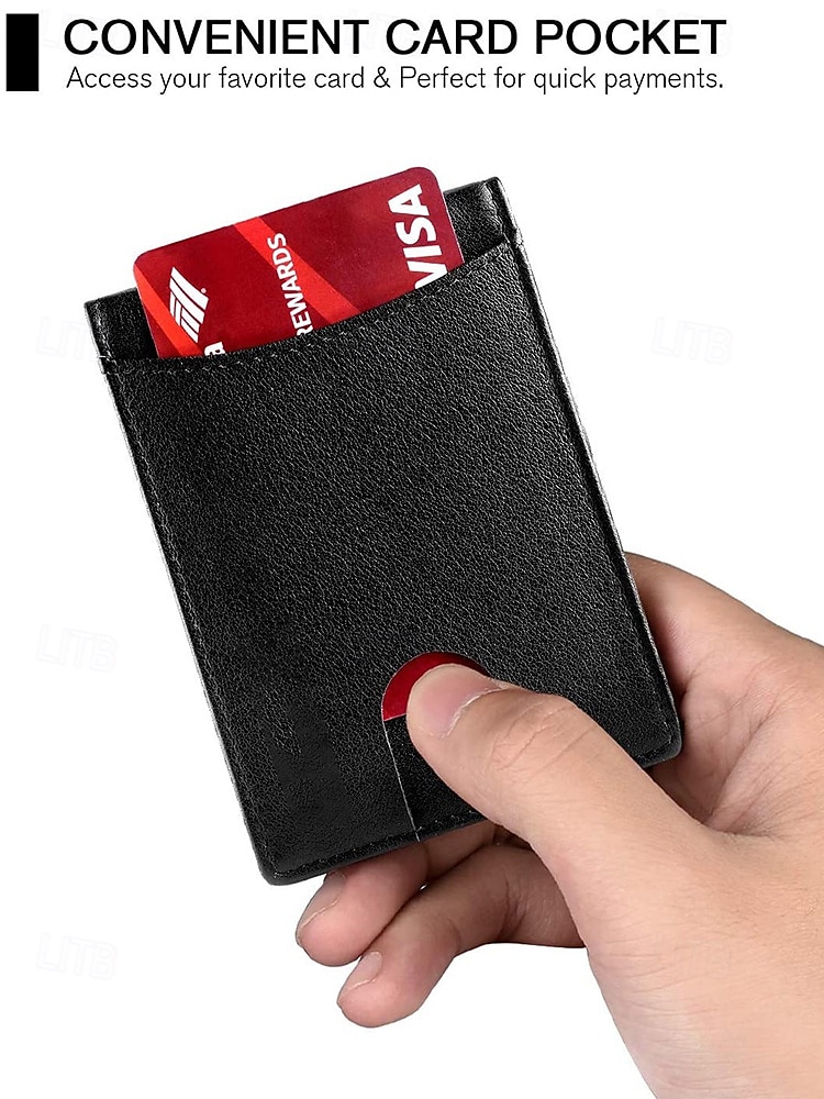 2025年 男性用 RFID ブロック ウォレット - プレミアム牛革、スリムなデザイン、複数のカード スロット、現金用コンパートメント付き、旅行や日常使用に最適、カラー ブラック オレンジ  コレクション – $14.99 –P5