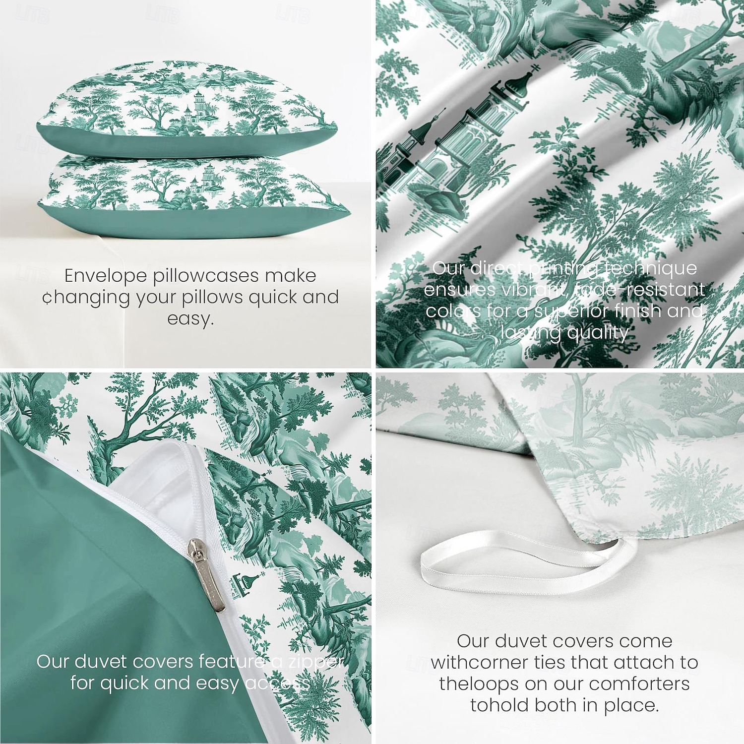100% bomull påslakan set toile de jouy mönster täcke set mjukt 3-delat lyxigt sängset heminredning present kung drottning full storlek tre delar set 2025 - $60.99 –P4