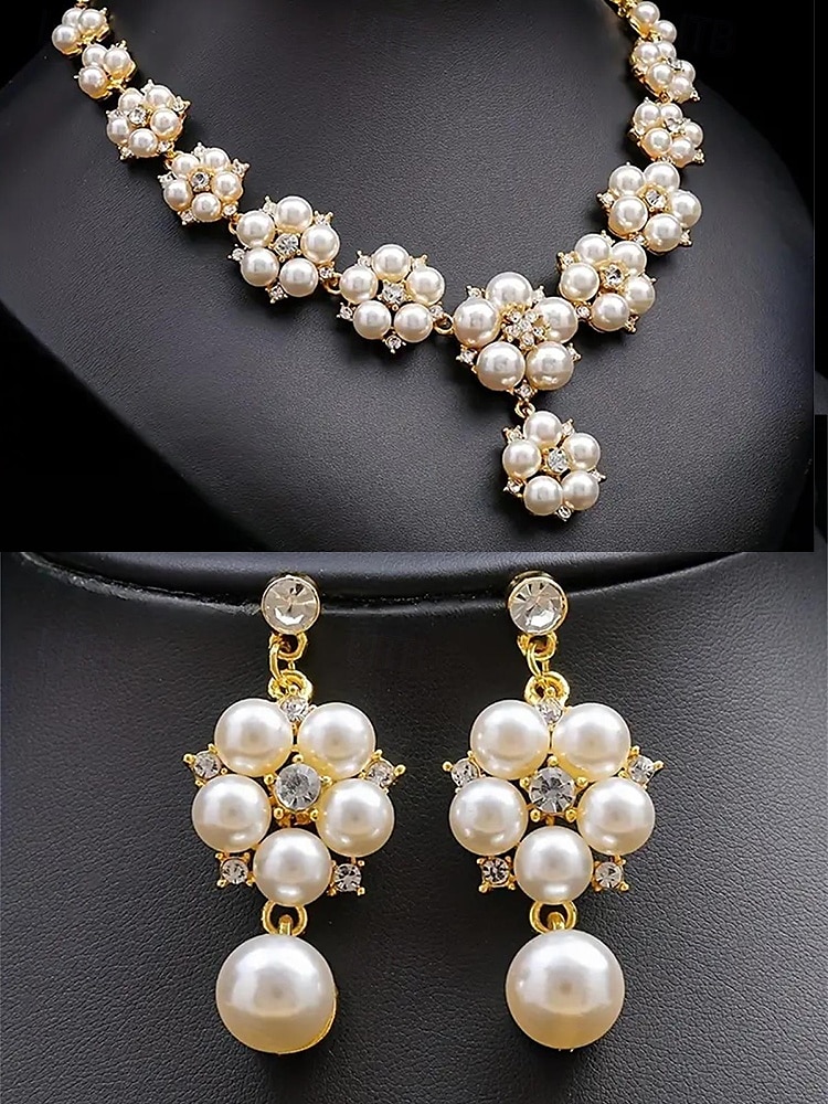 set di gioielli da donna con perle finte e strass: elegante collana e orecchini per matrimoni, feste e occasioni speciali del 2025 a $14.99 –P4