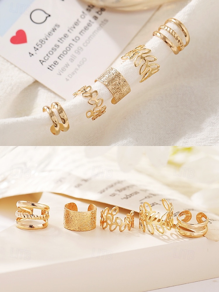 Gold Ear Cuff Set – Non-Piercing Alloy Ear Wraps with Unique Design, Minimalist Style for Women, Perfect for Parties, Everyday Wear and Gifts 2025 - $7.99 –P4