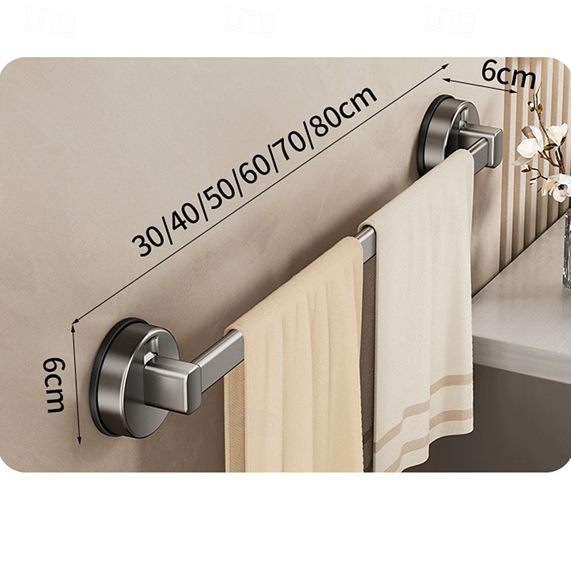 handdoekrek van koolstofstaal, zuignap voor wandmontage, badkameropbergplank zonder boren met enkele stang voor handdoeken en badaccessoires 2025 - $15.99 –P4