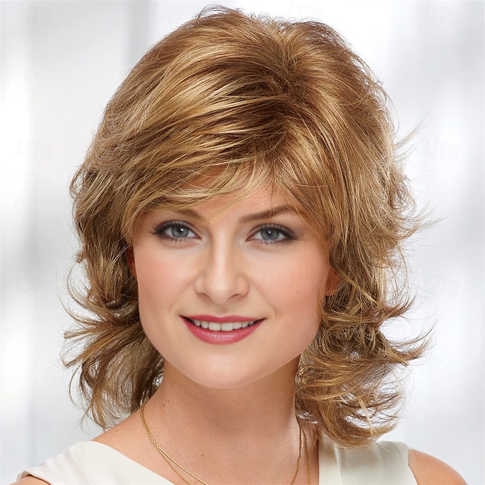 Phoebe WhisperLite Wig Flirty Mid-Length Wig with Face-Framing Fringe and Soft Waves / Multi-Tonal Shades of Blonde Silver Brown and Red 2025 - GBP £16 –P3