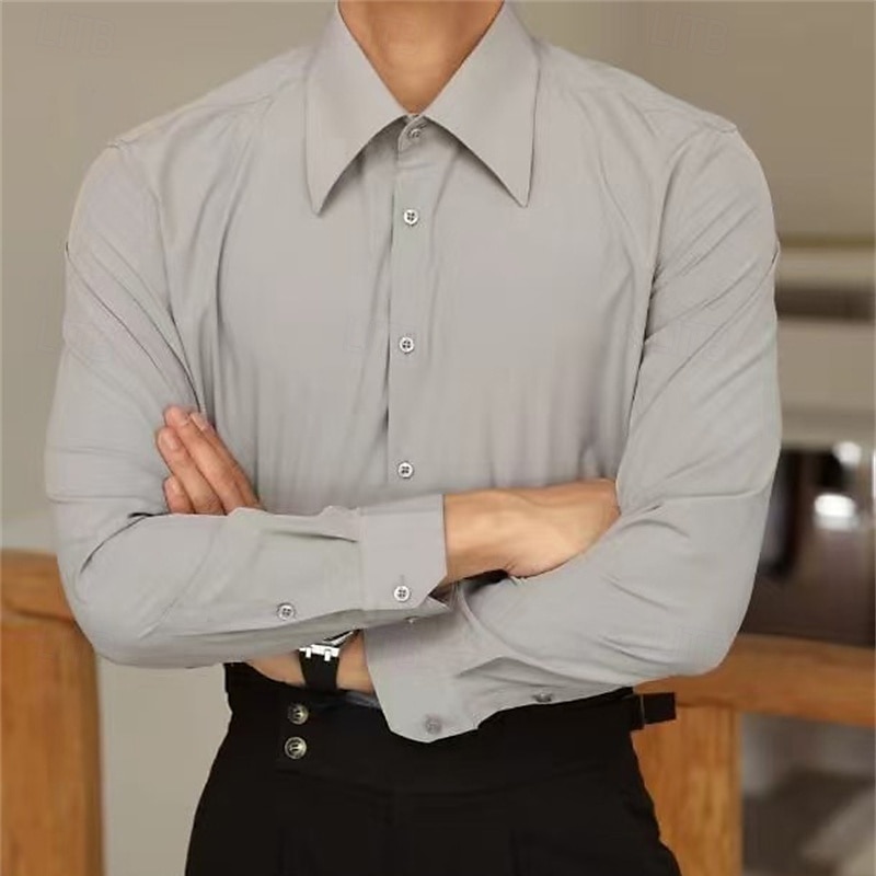 Ανδρικά Πουκάμισο Πουκάμισο με γιακά Spearpoint Επίσημο Πουκάμισο Μη σιδερένιο πουκάμισο Πουκάμισο με κουμπιά Σκέτο Causal Καθημερινά Θαλασσί Μαύρο Λευκό Πορτοκαλί Μακρυμάνικο Πέτο Άνοιξη & Χειμώνας 2026 - $47.99 –P5