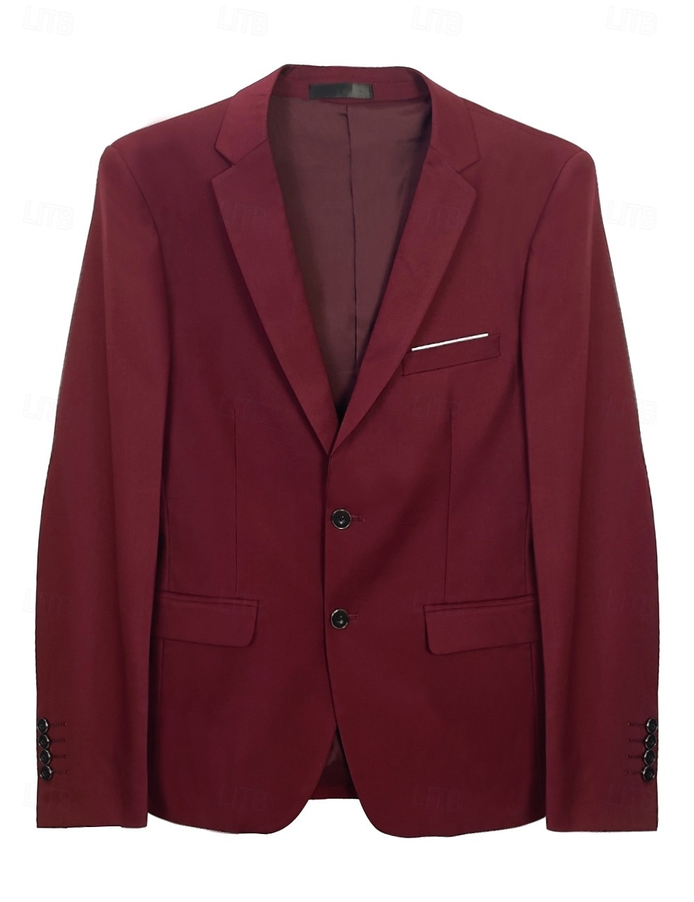 Heren liiketoiminta Kostuums Bordeaux Formeel Werk Kleding Effen Standaard pasvorm 3-delige set Enkele rij knopen met twee knopen 2025 - $122.99 –P3