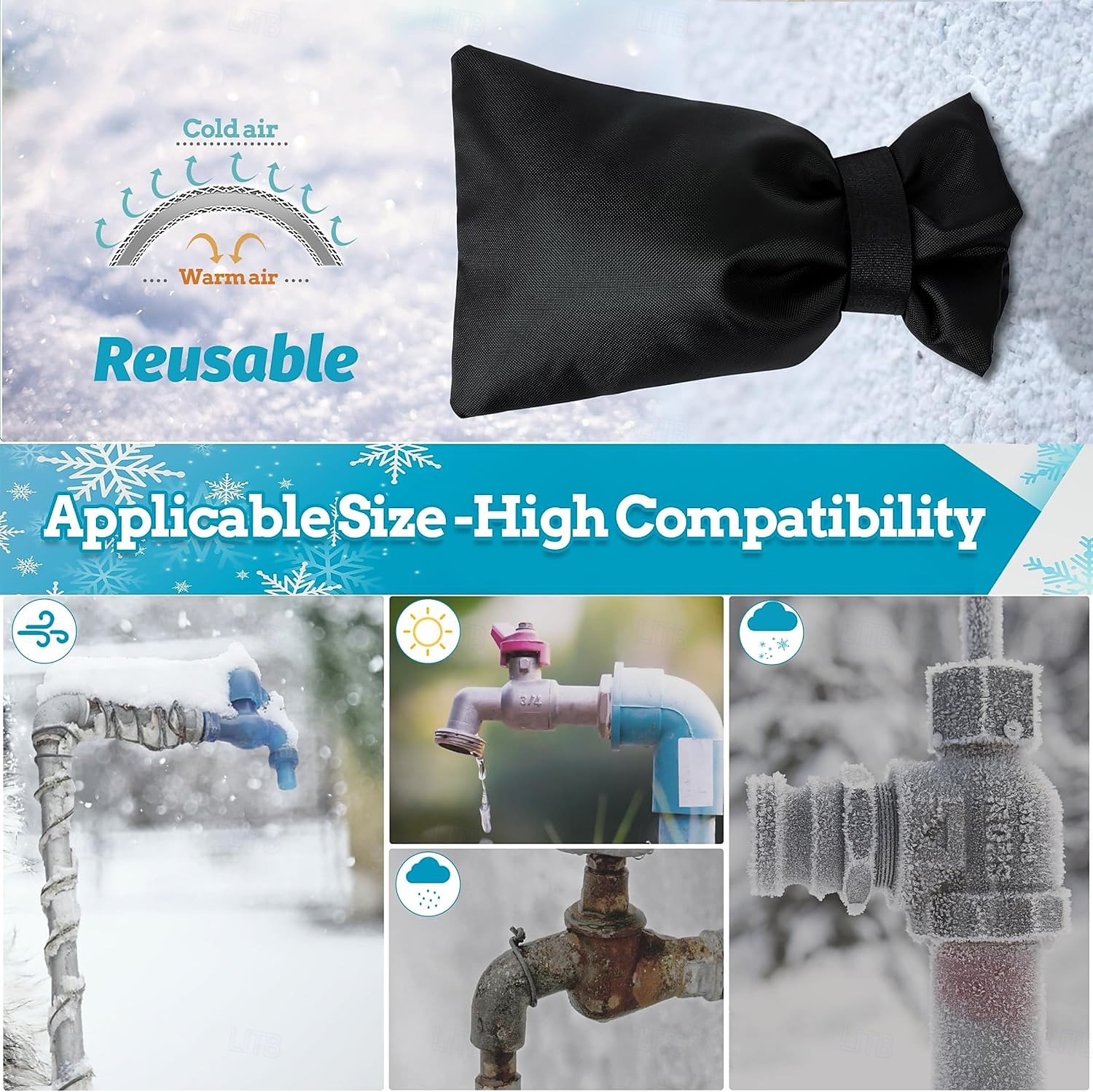4er-Pack Wasserhahn-Abdeckungen für den Außenbereich im Winter, Wasserhahn-Abdeckung, Frostschutz, isoliertes, frostsicheres, wasserdichtes Material, wiederverwendbare Wasserhahn-Abdeckungssocken für 2025 - $13.99 –P5