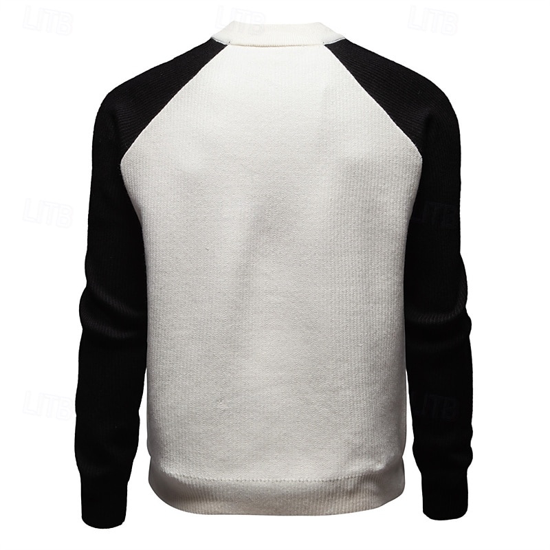 Herren übergangsjacke Collegejacke Täglich Tasche Ganzjahres Farbblock Mode Stehkragen Regulär Schwarz Weiß Grau Jacken 2025 - $49.99 –P8