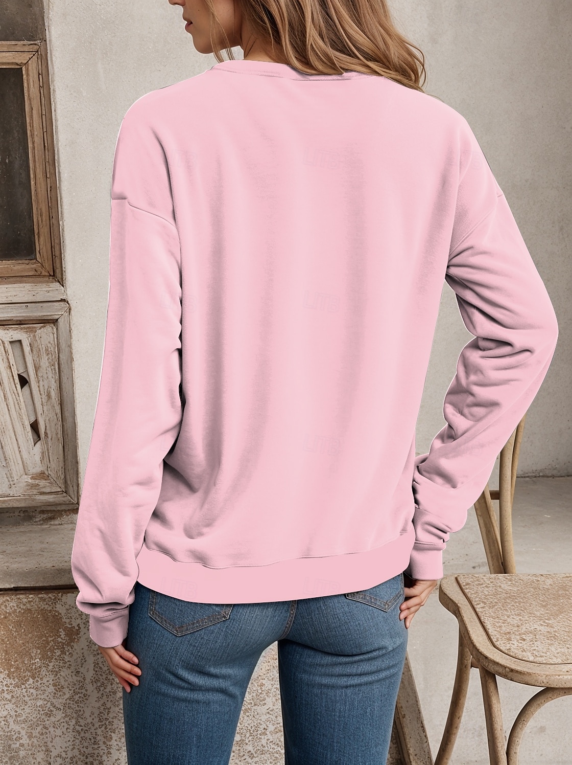 Femme Sweats à Capuche Lettre Décontractées manche longue Col Rond Hauts réguliers Travail Quotidien Casual Imprimer Rose Claire Automne Hiver de 2025 ? $24.99 –P3