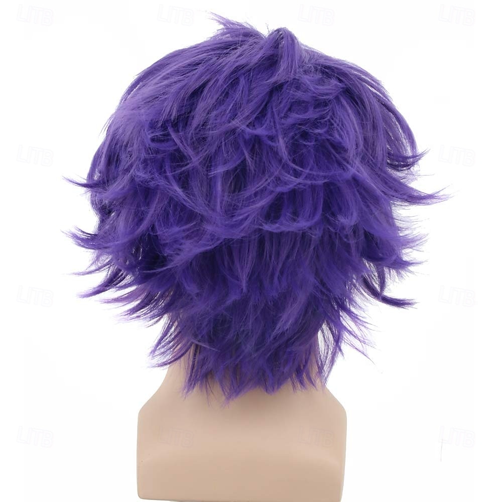 Short Purple Wig Men Party Wig Anime Cosplay Costume Wig Heat Resistant Synthetic Fibers Wig Soft Durable Breathable Wig 2025 - $20.99 –P4