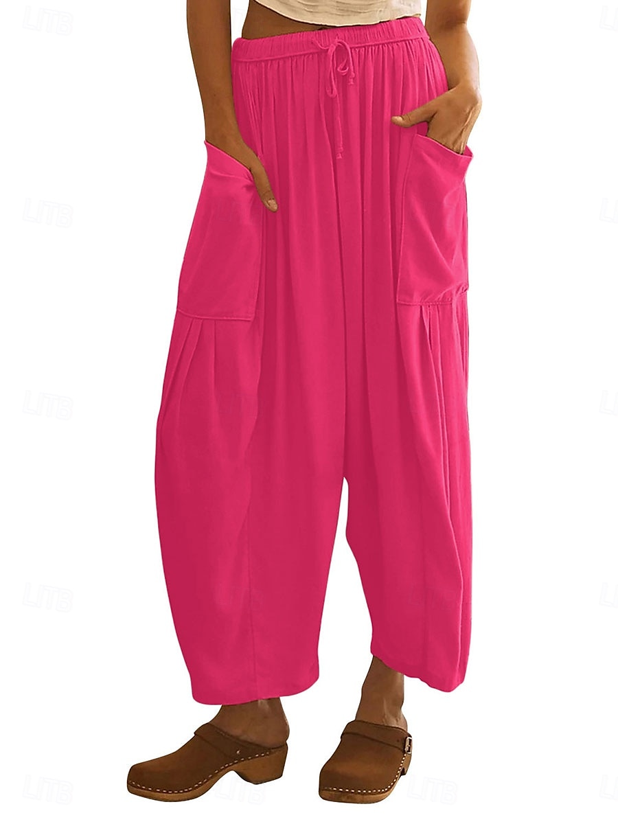 Damen Shorts aus Baumwollleinen Leinen-inspirierte Hosen Hose aus Baumwollleinen Mode Streetwear Knöchellang Mittlere Taillenlinie Einfach Tasche Elastischer Bund Bequem Weich Mikroelastisch Outdoor 2025 - $21.99 –P1