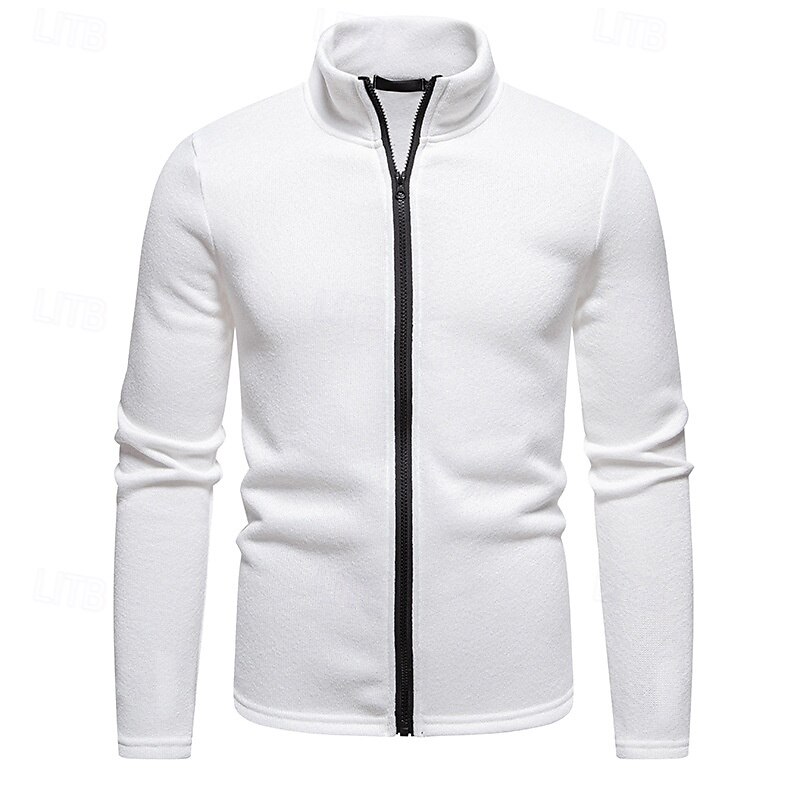 Men's Lightweight Jacket Summer Jacket Casual Jacket Vacation Daily Warm Pocket Fall & Winter Plain Fashion Classic Stand Collar Regular Black White Light Grey Dark Gray Jacket 2025 - $31.99 –P2