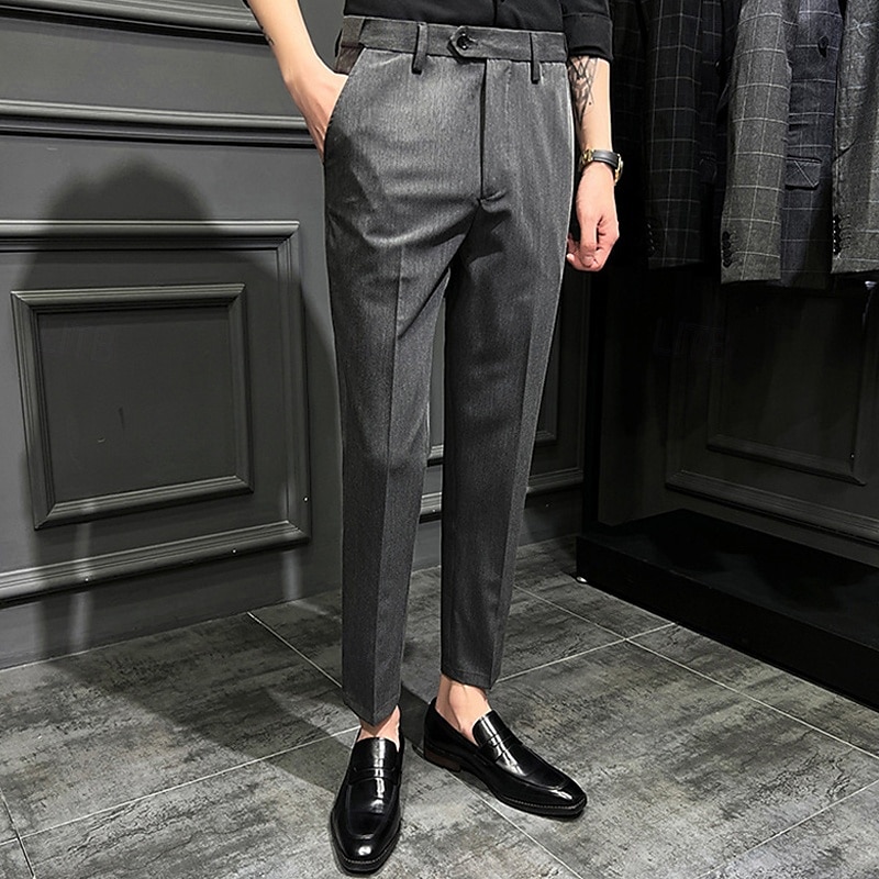 Pánské Oblekové Kalhoty Kalhoty chinos Knoflíky Kapsy Pevná barva Pohodlné Po kotníky Formální Párty Práce Módní Klasický styl Černá Khaki Lehce elastické 2025 - $26.99 –P7