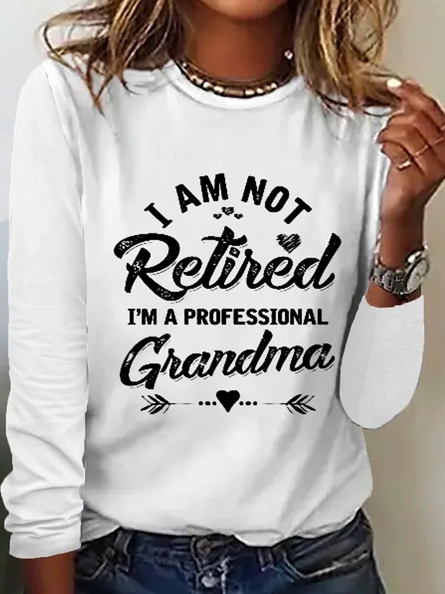 T-shirt femme à manches longues lettre décontractée à manches longues col rond hauts réguliers impression quotidienne week-end noir blanc automne hiver préautomne de 2025 ? $22.99 –P1