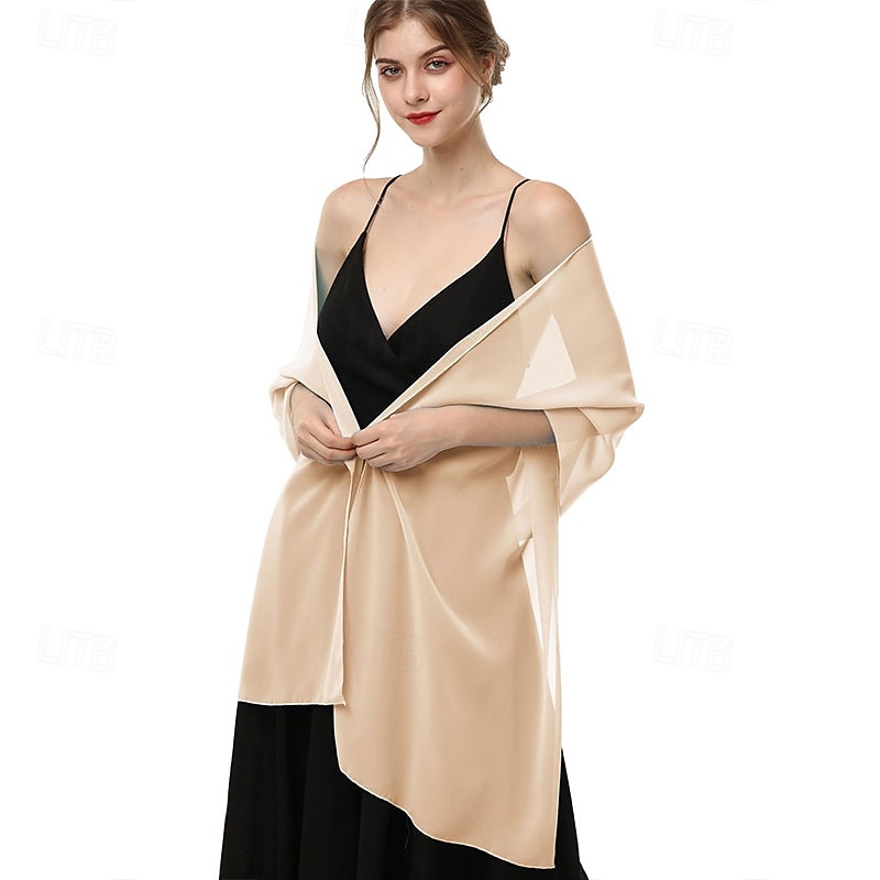baoqiya dames sjaals en omslagdoeken voor avondjurken chiffon sjaal zachte elegante zijdeachtige pashmina bruiloft bruidssjaals 2025 - $16.99 –P4