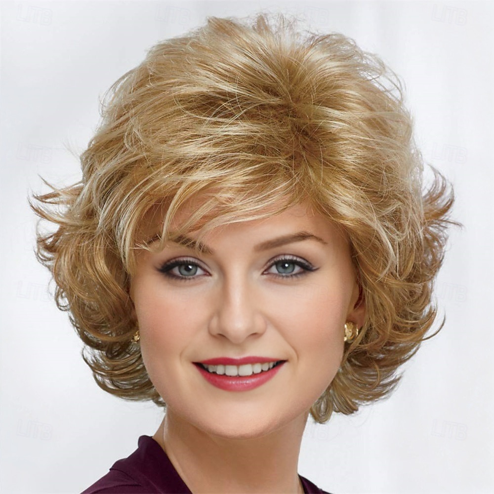 Couleur mi-longue, belle perruque Whisperlite, belles vagues mi-longues superposées avec une élégante frange vaporeuse / nuances multi-tons de blond argenté, brun et rouge. de 2025 ? $27.99 –P4