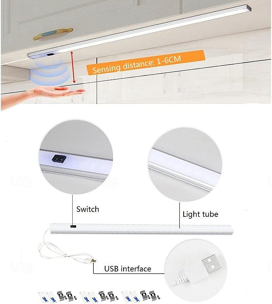 2Pack Cabinet Lights USB Powered Smart LED Kitchen Light Hand Sweep Sensor Light High Brightness Backlight for Cabinet Wardrobe Drawer Sensor Light 30/40cm 2025 - $27.99 –P8
