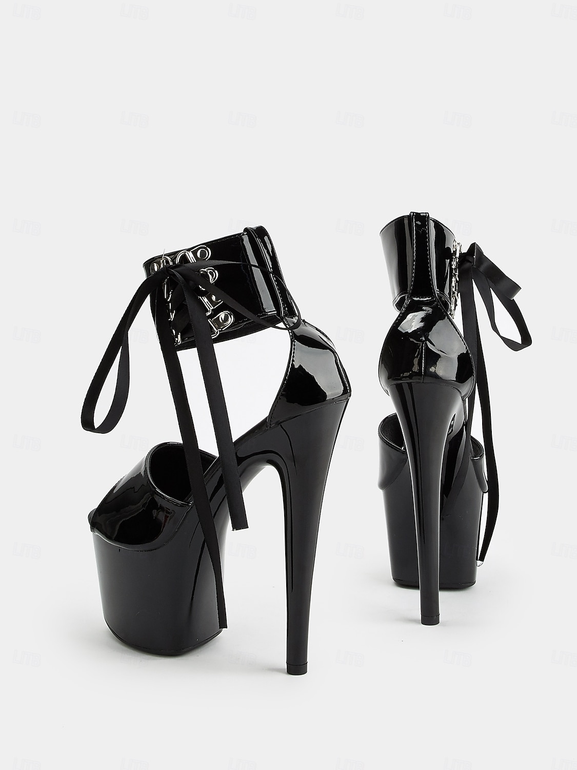 Black Patent Leather Platform Sandals with Lace-Up Ankle Straps – Sexy Women's High Heel Shoes for Club and Dance 2025 - $46.99 –P3