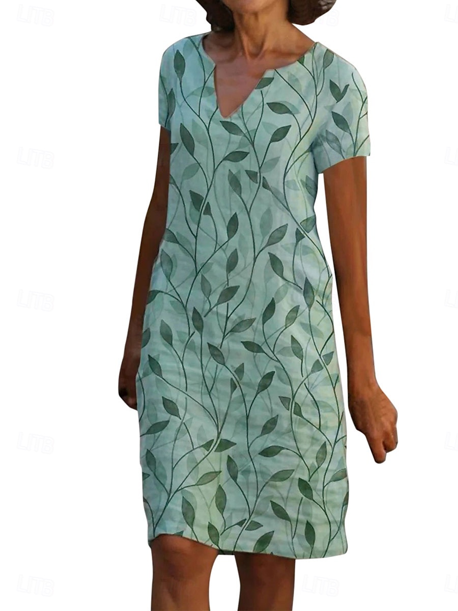 Women's Mini Dress Casual Dress Basic Casual Vacation Work Daily Regular Fit Graphic Short Sleeve V Neck Blue Purple Green Summer Spring 2025 - $20.99 –P3