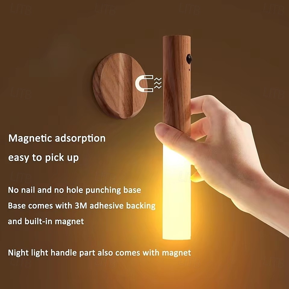 Motion Sensor LED Night Light - Magnetic Wall Lamp, USB Rechargeable ...