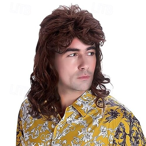 Parrucche Mullet Maschili Parrucca Cosplay Riccia Costume Parrucca Retro Punk Rocker Disco Parrucche Sintetiche Completamente per Carnevale Parrucche di Halloween del 2025 a $17.99 –P2