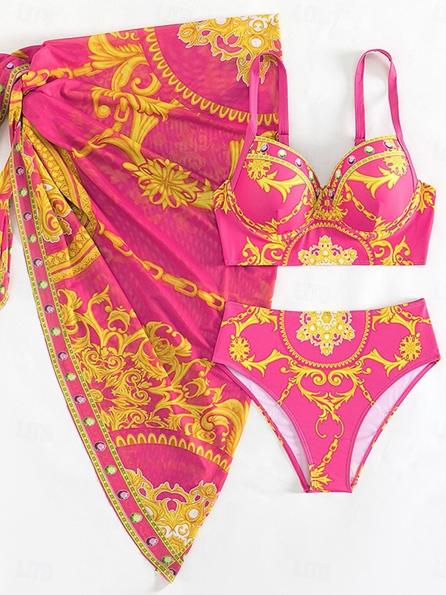Dames Zwemkleding Bikini 2 stuks Rok Zwempak Blote rug Slank Vakantie Strand Kleding Bloemig Halternek Mouwloos Badpakken 2025 - $34.99 –P4