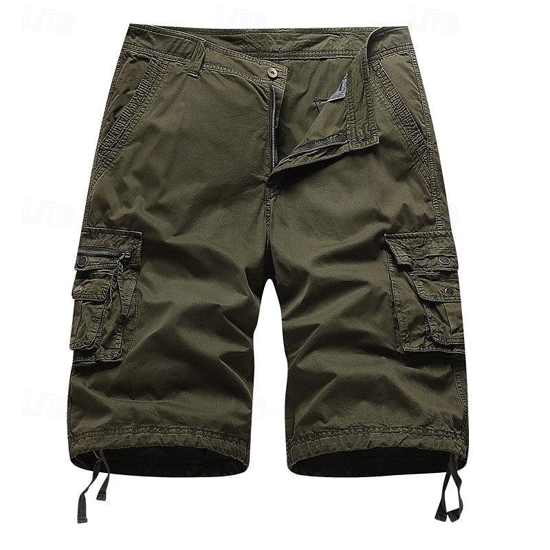 Men's Capri Cargo Shorts Cargo Shorts Shorts Hiking Shorts Buttons Multi Pocket Plain Comfort Soft Knee Length Casual Daily Outdoor Fashion Streetwear Khaki Micro-elastic 2026 - $31.99 –P7