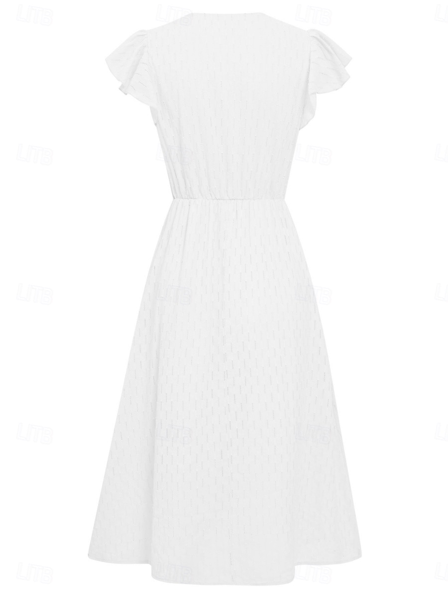 Per donna Vestito longuette Vestito bianco Abito casual Abito linea A Moda Essenziale Informale Da mare Giornaliero Standard Liscio Senza maniche A V Bianco Verde Estate Primavera del 2025 a $42.99 –P15
