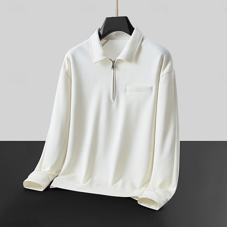 Męskie Bluza dresowa Bluza z zamkiem błyskawicznym Czarny Biały Ciemnoszary Kołnierz polo Równina Zamek Kieszeń Sport i turystyka Codzienny Sport Designerskie Odzież sportowa Podstawowy Wiosna Jesień 2025 - $31.99 –P1