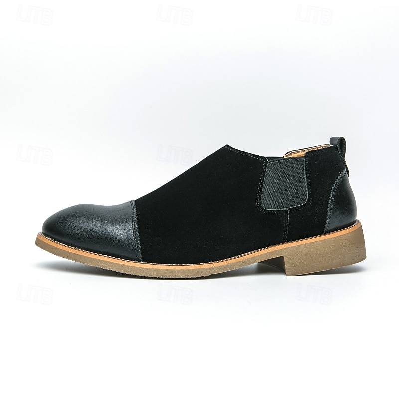 Men's Tan Chelsea Boots with Faux Leather and Suede Upper – Slip-On Elastic Design, Casual and Comfortable for Daily Wear or Semi-Formal Occasions 2025 - $46.99 –P4