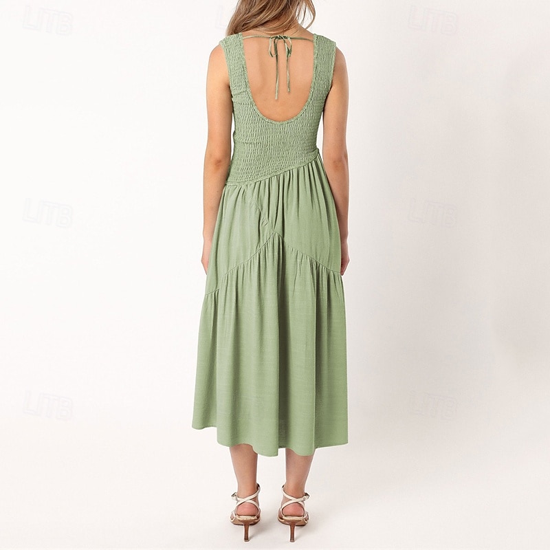 Femmes Robe Midi Robe de remise des diplômes Robe Décontractée Robe trapèze Robe d'été Élégant Occasionnel Vacances Quotidien Date Coupe régulière Uni Sans manches Col Rond Noir Blanche Vert Claire de 2025 ? $29.99 –P12
