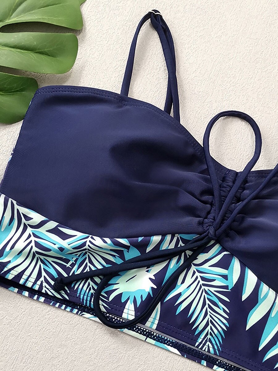 Dam Badkläder Bikini 2 st Pojkeben Baddräkt Öppen rygg Smal Semester Standkläder Grafisk U-hals Ärmlös Baddräkter 2025 - $24.99 –P5