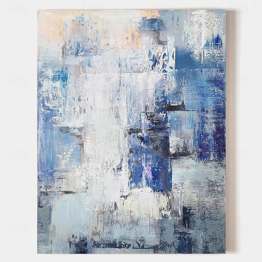 Handgemälde Ölgemälde Wandkunst blau abstrakte Malerei auf Leinwand 3D handgemachte Textur Wandkunst neutral abstrakte Wandkunst Boho Wal Dekor 2025 - $116.99 –P5