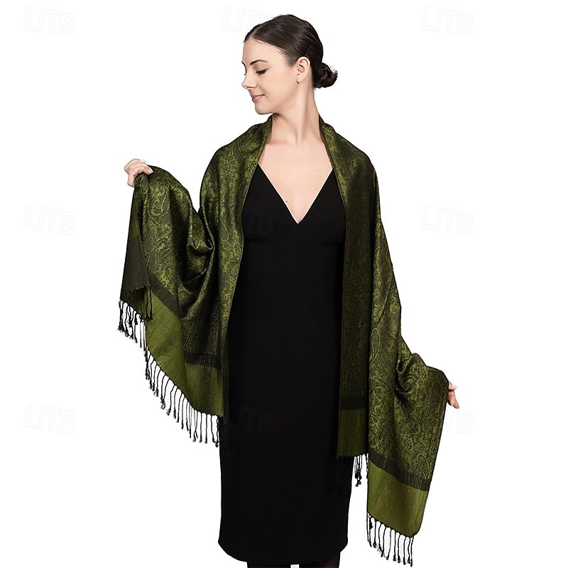 Écharpe châle pashmina en cachemire soyeux Vimate - Écharpe pashmina jacquard double face douce pour femme pour robe de soirée châle de voyage de 2025 ? $26.99 –P43