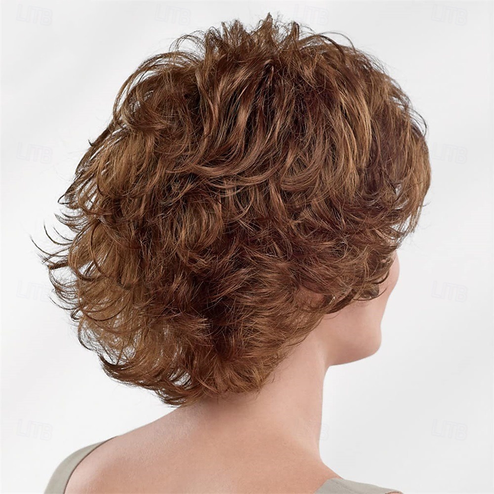 Couleur mi-longue, belle perruque Whisperlite, belles vagues mi-longues superposées avec une élégante frange vaporeuse / nuances multi-tons de blond argenté, brun et rouge. de 2025 ? $27.99 –P7
