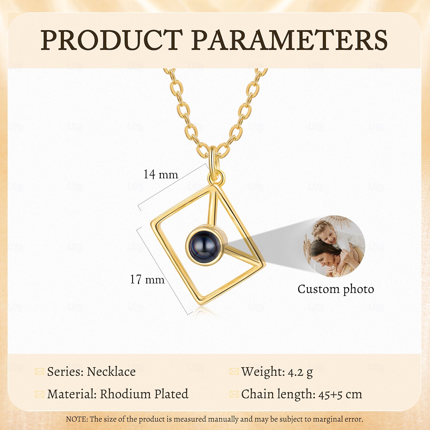 Colar de Projeção de Foto Personalizado - O Melhor Presente para Mãe – Pingente em Forma de Envelope com Pedra de Projeção Preta Presente Perfeito de Casamento ou Ocasião Especial de 2025 por $29.99 –P1
