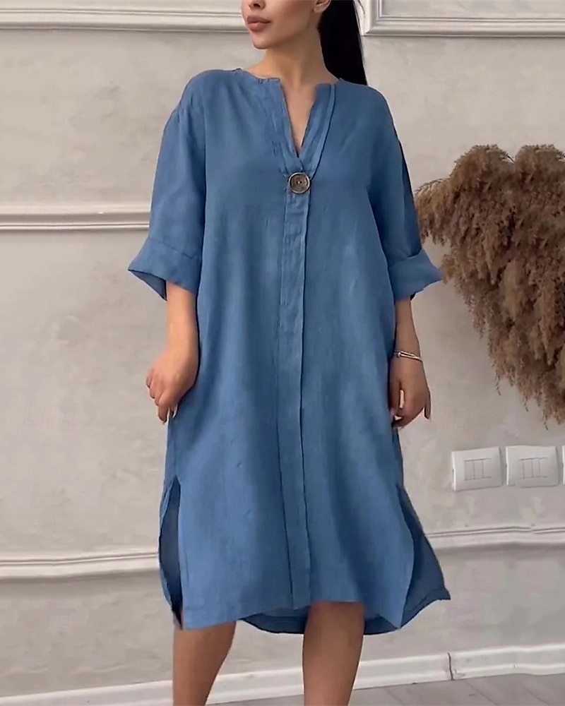 Damen Langes Kleid Maxikleid Leinen-inspirierte Kleider Freizeitkleid Stilvoll Lässig Urlaub Täglich Date Normale Passform Einfach Langarm V Ausschnitt Schwarz Hellgrün Rosa Rote Sommer Frühling 2025 - $26.99 –P10