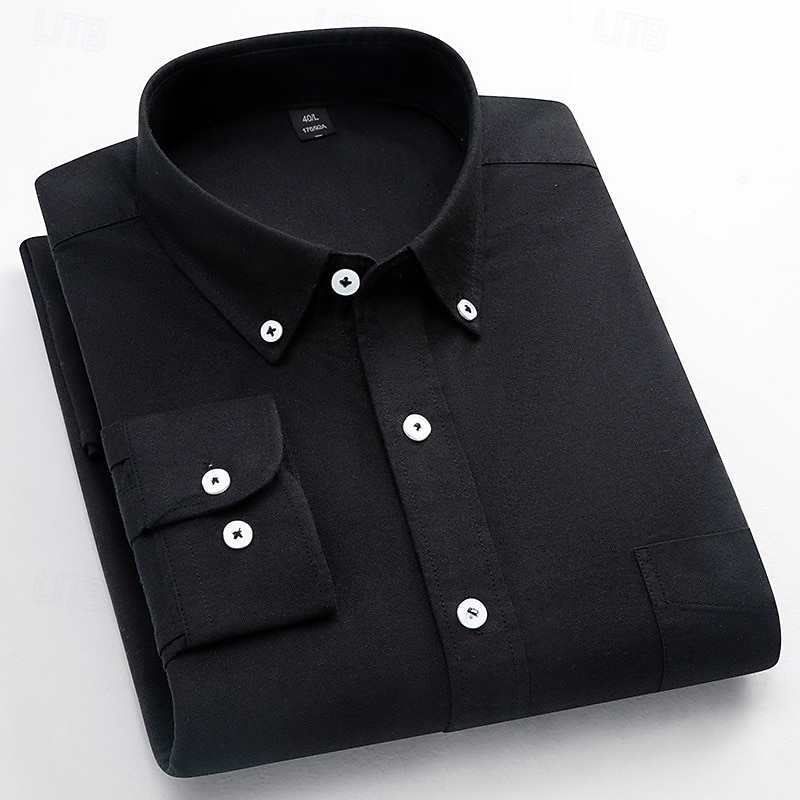Men's Dress Shirt Oxford Shirt Solid Color Formal Black White Wine Orange Long Sleeve Shirt Collar Spring, Fall, Winter, Summer Clothing Apparel Buttons 2025 - $34.99 –P16