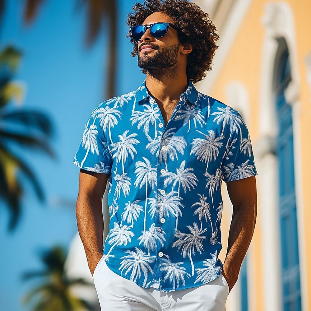 Miesten Kookospuu Trooppiset kasvit Havaiji paita Button Up paita Havaijilaispaita Lyhythihainen Havaijilainen Lomakeskus Loma Pyhäpäivä Ranta-asut Kesä Kevät Sänkyjen avaus 3D-tulostus kauluspaidat 2025 - $23.99 –P1