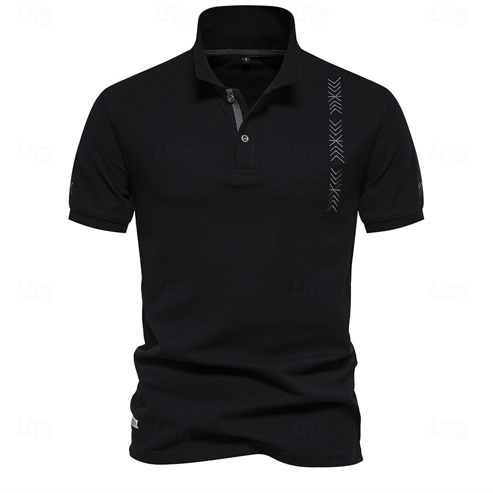 Bărbați Polo tricotat Polo de afaceri Oficial Muncă Răsfrânt Manșon scurt Geometric Nasturi Vară Negru Alb Albastru piscină Gri Polo tricotat 2026 - $26.99 –P7