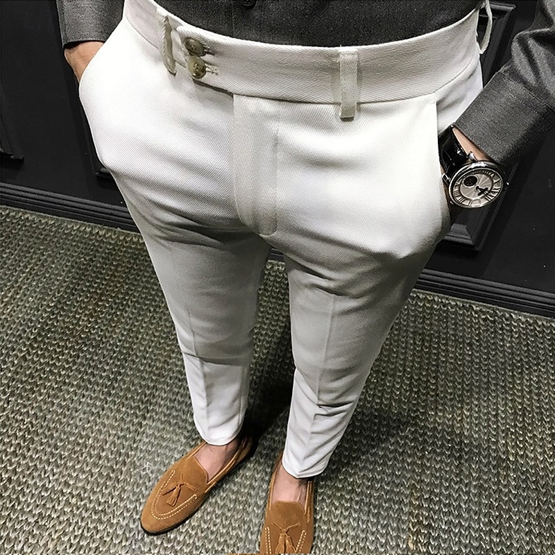 Homens Graduação Social Calças chinês Botões Bolsos Tecido Conforto Formal Festa Trabalho Moda Estilo Clássico Preto Branco Micro-Elástica de 2025 por $23.99 –P6