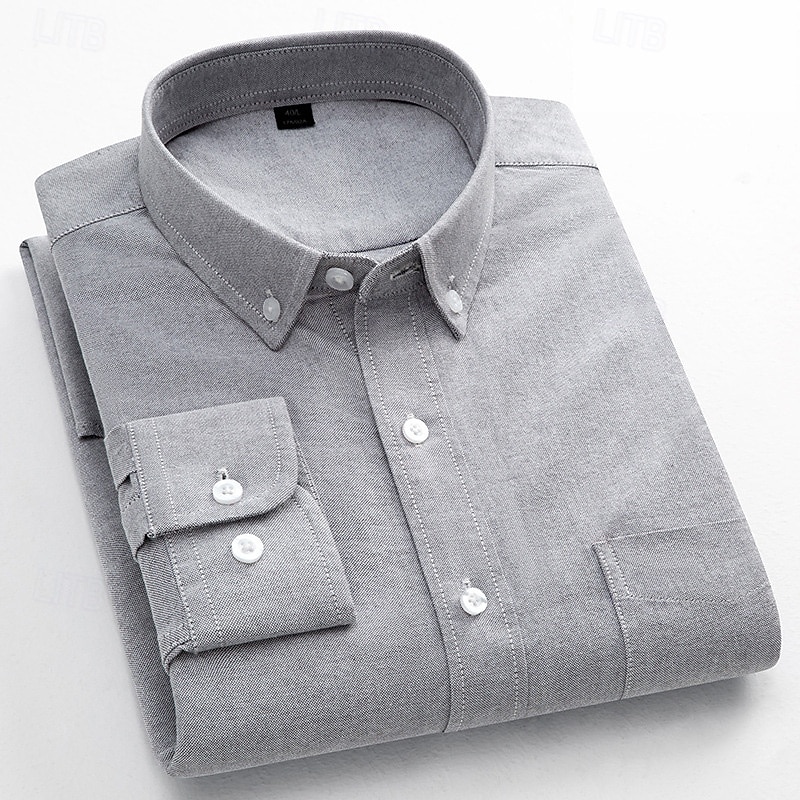 Men's Dress Shirt Oxford Shirt Solid Color Formal Black White Wine Orange Long Sleeve Shirt Collar Spring, Fall, Winter, Summer Clothing Apparel Buttons 2025 - $34.99 –P10