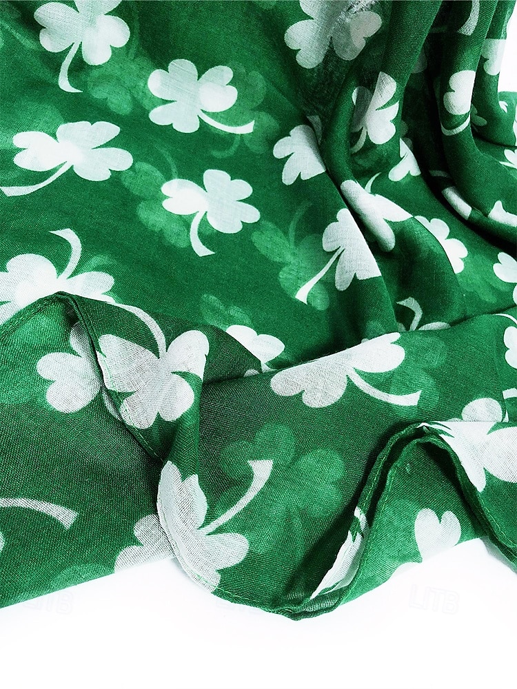 sciarpa trifoglio di San Patrizio per donna, leggera sciarpa con stampa trifoglio, accessorio verde festoso per feste, celebrazioni e uso quotidiano del 2025 a $4.99 –P3