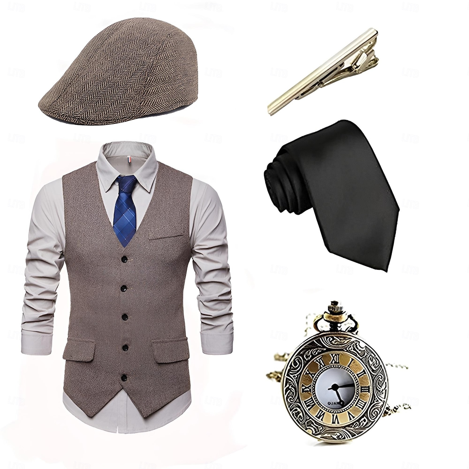 Retrò Vintage Anni Ruggenti Anni 1920 Abiti Gilet Cappello Panama Il grande Gatsby Gentiluomo Vintage Per uomo Halloween Carnevale Mascherata Performance Addio al Nubilato Festival Adulti Gilet Altri del 2025 a $42.99 –P2